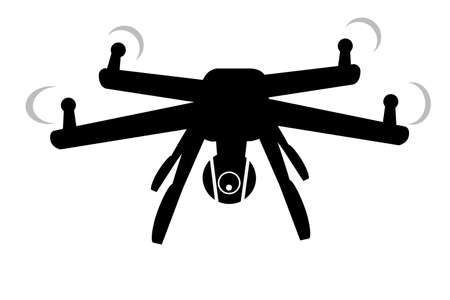 Silhouette of Drone, isolated on  white&#xA;のイラスト素材