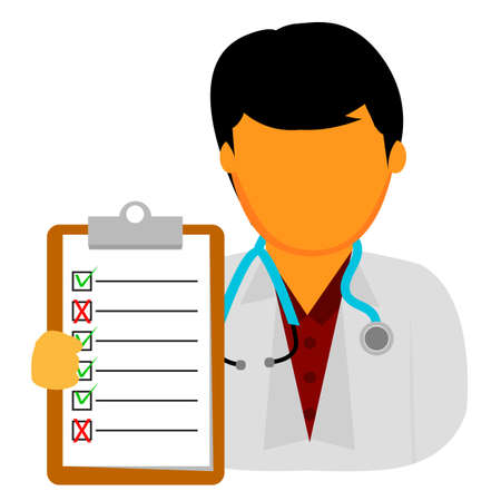 Vector, man Doctor, Holding Checklist Paper, with true and False sign
のイラスト素材