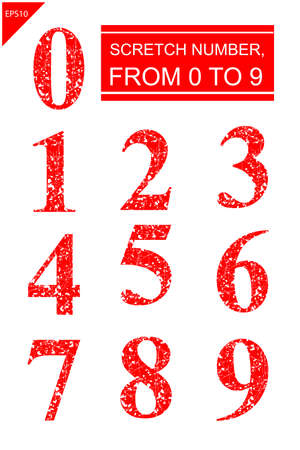 Vector Grunge Scratch Number from 0 to 9, Isolated on White &#xA;のイラスト素材