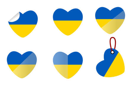 Vector Set 6 Love For Ukraine , isolated on white&#xA;のイラスト素材