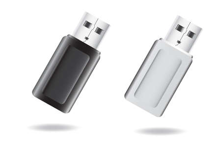 Vector Set 2 Black and White Flash Disk, Isolated on White
