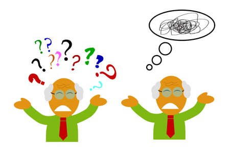 Vector Set 2 Confuse or stress Old Man, Isolated on White&#xA;のイラスト素材
