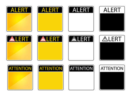 Vector Square Set 12 Sign Alert or Caution Sign, Isolated on White&#xA;のイラスト素材