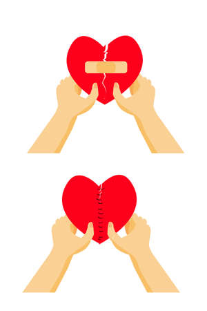 Vector Set 2 Illustration for Fixing a Broken Heart, Isolated on White &#xA;のイラスト素材