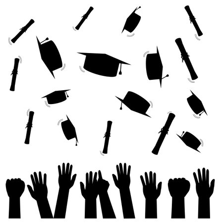 Vector Silhouette for Graduation Celebration &#xA;のイラスト素材