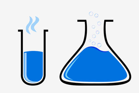 Vector Set 2 Chemical Test Tube, Black and Blue isolated on White&#xA;のイラスト素材