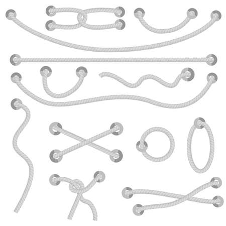 Vector Set Different style Gray Rope out from hole, isolated on white&#xA;のイラスト素材
