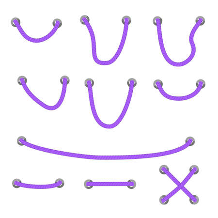 Vector Set Different style purple Rope out from hole, isolated on white&#xA;のイラスト素材