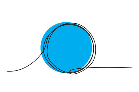 circle black and blue one line continous frame &#xA;のイラスト素材