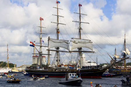 Sail 2010, August 19, 2010 Amsterdam The Netherlands. Huge event with 600 historical ships, tall ships and replicas. 1.5 million visitorsのeditorial素材