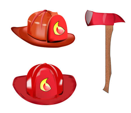 fireman helmet and axeのイラスト素材