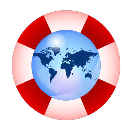 Life buoy with earth, save the earthのイラスト素材