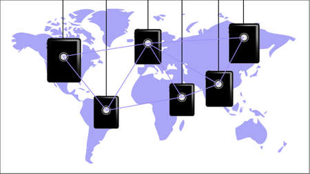 Tablet pc or smartphone connecting worldwideのイラスト素材