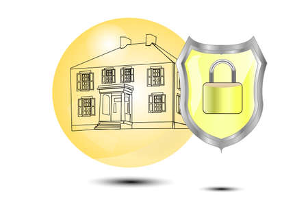 Protection of a house with shieldのイラスト素材