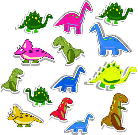Several colorful dino's isolated on whiteのイラスト素材