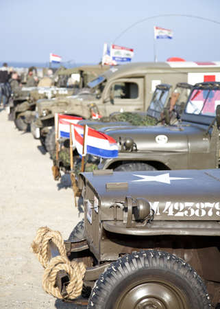 IJMUIDEN, THE NETHERLANDS-MAY 5 2013  Army trucks of organization Kellyのeditorial素材