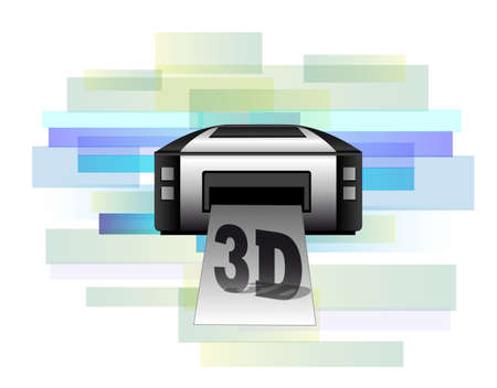 Illustration of printer making 3d products