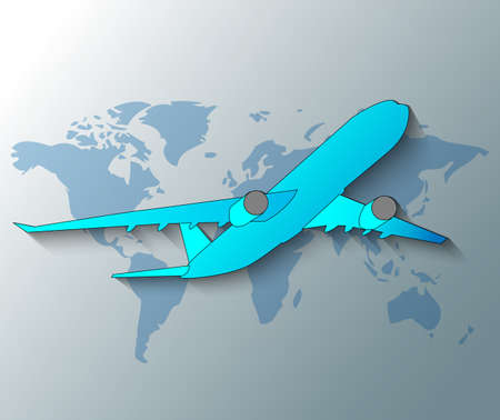 Illustration of plane with world backgroundのイラスト素材