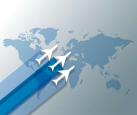 Illustration of planes on world mapのイラスト素材