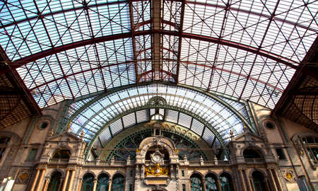 View at famous train station of Antwerpen, Belgiumのeditorial素材