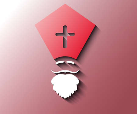 Illustration of Dutch sinterklaas on red backgroundのイラスト素材