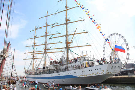 AMSTERDAM, THE NETHERLANDS - AUGUST 22, 2015: Russian tallship STS Mir in Amsterdam particiating at...