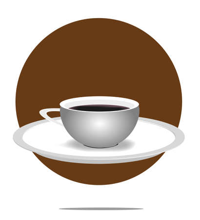 Illustration of a coffee cup with brown circle backgroundのイラスト素材