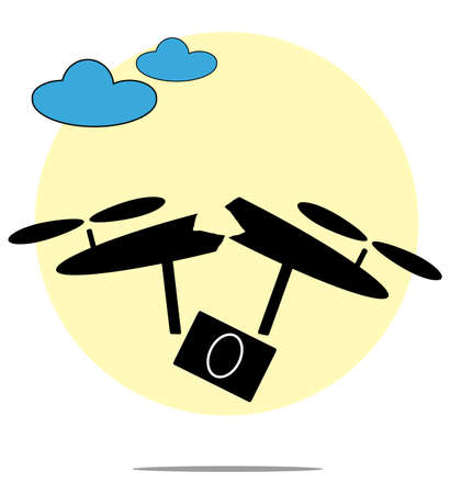 Illustration of broken drone with circle backgroundのイラスト素材