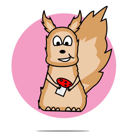 Illustration of a squirrel with pink circle backgroundのイラスト素材