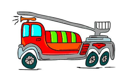 illustration of a fire truck on white backgroundのイラスト素材