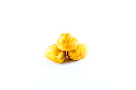 Closeup detail of tasty Thai donuts on white backgroundの写真素材