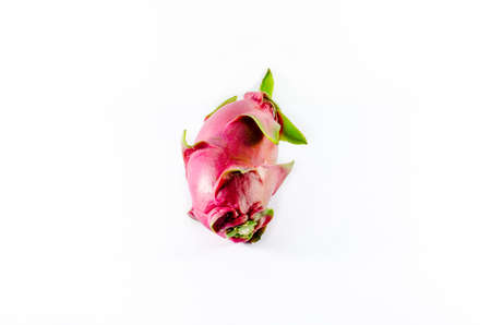 Single dragon fruit on white backgroundの写真素材