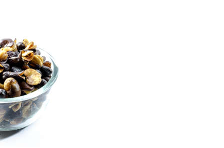 Half of fava bean, roasted and salty background