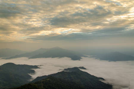 Misty mountain in the morning time.