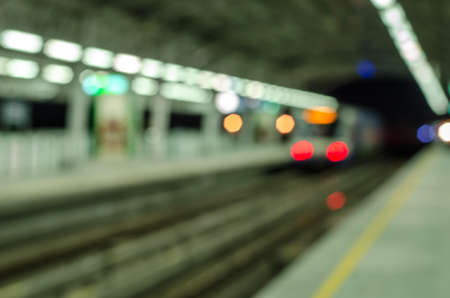 Abstract blurred electrical sky train station in cityの写真素材