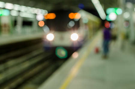 Abstract blurred electrical sky train station in cityの写真素材
