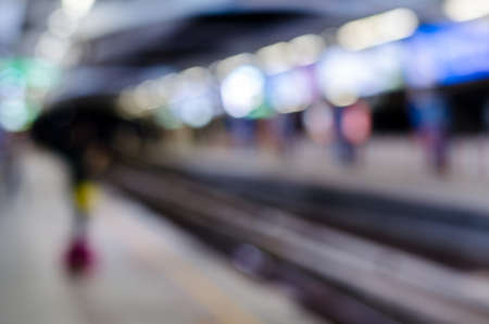 Abstract blurred electrical sky train station in cityの写真素材