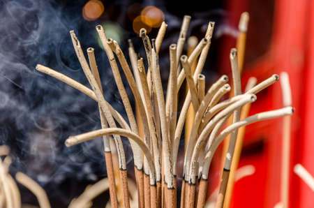 Burning incense in Chinese temple