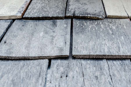 Close up roof top made from wooden for antique houseの写真素材