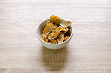 Stir fried clams with roasted chili paste, Thai foodの写真素材
