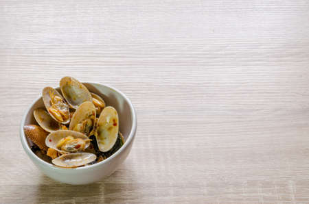 Stir fried clams with roasted chili paste, Thai foodの写真素材