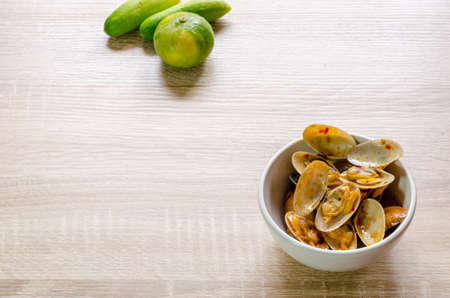 Stir fried clams with roasted chili paste, Thai foodの写真素材