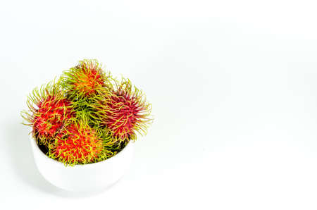 Fresh rambutan sweet fruit of Thailand on white backgroundの写真素材