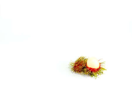 Fresh rambutan sweet fruit of Thailand on white backgroundの写真素材