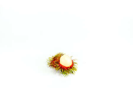 Fresh rambutan sweet fruit of Thailand on white backgroundの写真素材