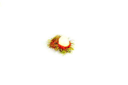 Fresh rambutan sweet fruit of Thailand on white backgroundの写真素材