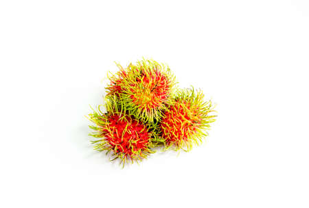 Fresh rambutan sweet fruit of Thailand on white backgroundの写真素材