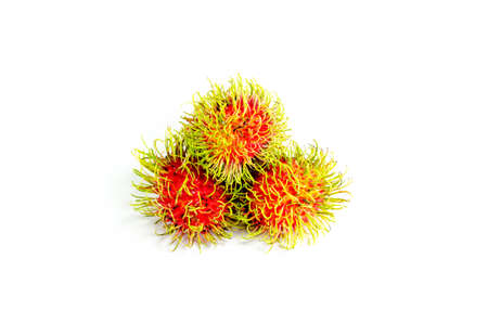 Fresh rambutan sweet fruit of Thailand on white backgroundの写真素材
