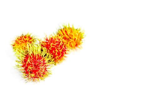 Fresh rambutan sweet fruit of Thailand on white backgroundの写真素材