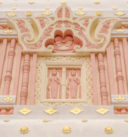 Thai style background on temple wallの写真素材